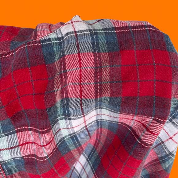 90's vintage flannel plaid 100% cotton collared button up blouse SMALL - Picture 6 of 7